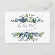 Svarskort Greenery - Dusty Blue