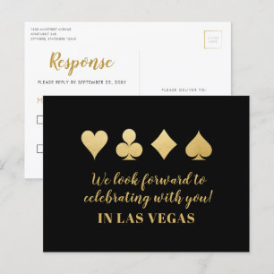 Svarskort Guld Black Las Vegas Bröllop OSA Card Meddelande Vykort