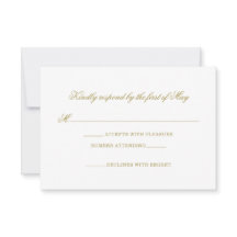 Svarskort Guld Monogram Traditional Bröllop