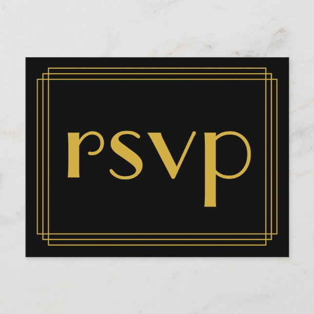 Svarskort i 1920-talsinspirerad stil "rsvp" vykort (Framsida)