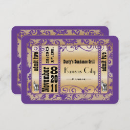Svarskort lila och Guld Showbill Bröllop OSA Kort