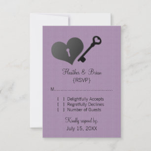 Svarskort Lilac Heart Lock och Nyckel OSA Kort
