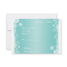 Svarskort Ljusblått snöflingat Bröllop