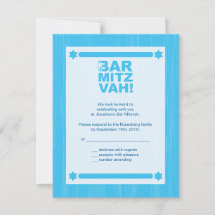 Svarskort med fetstil Pub Mitzvah i ljusblå blått Inbjudningar