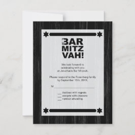 Svarskort med fetstil Pub Mitzvah OSA i svart Inbjudningar