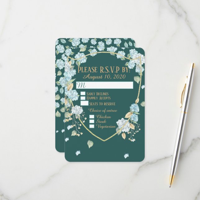 Svarskort med Hydrangea i månljus OSA Kort (Fram/Back In Situ)