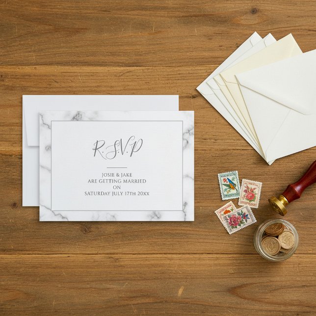 Svarskort med marmoreffekt med meddelande (Marble effect RSVP card)