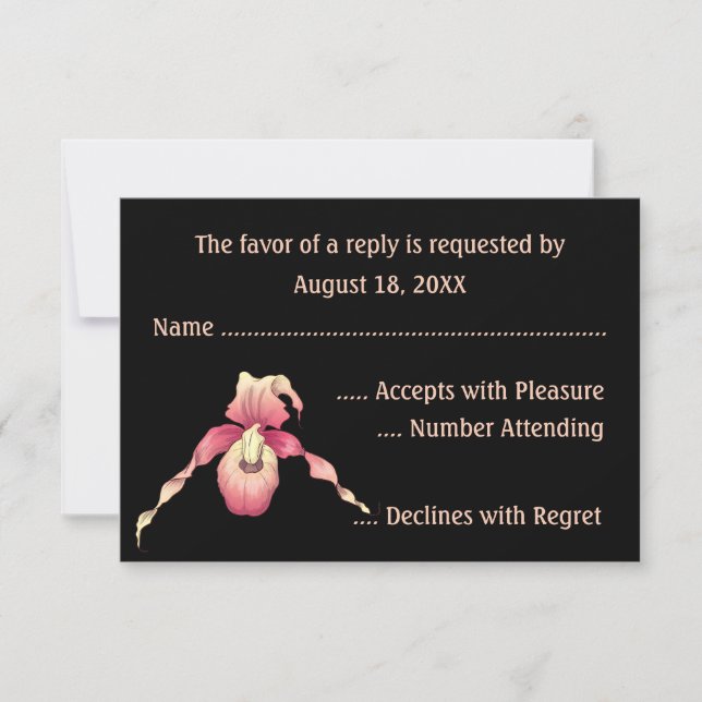 Svarskort med Rosa Damorkidé OSA Kort (Framsida)