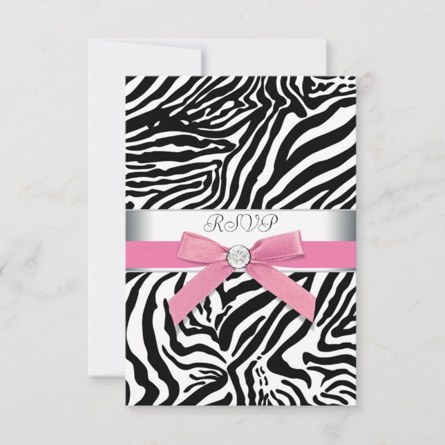Svarskort med rosa zebra OSA kort (Framsida)