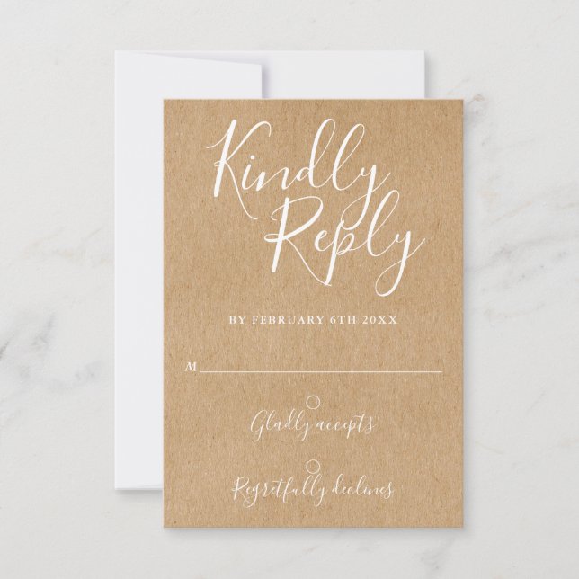 Svarskort med rustik kraft-look RSVP OSA Kort (Framsida)