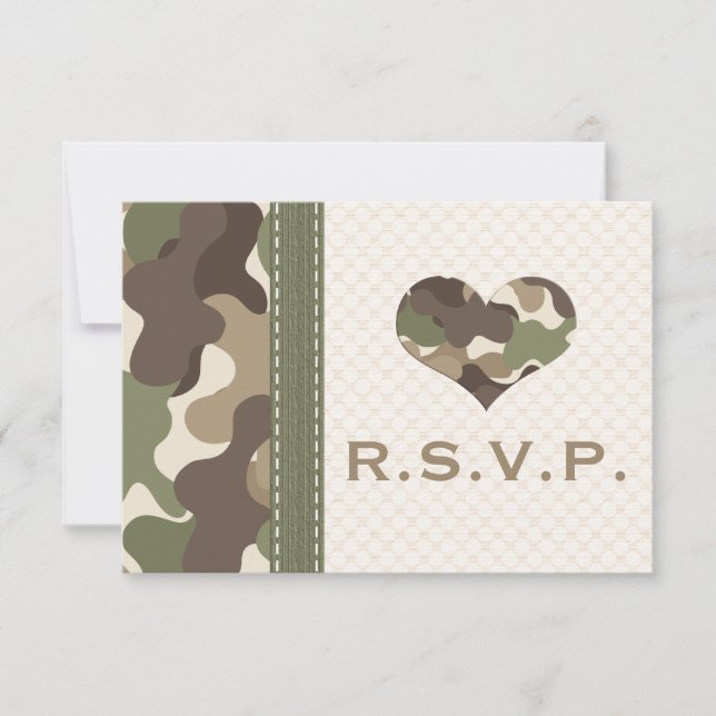 Svarskort på Camo Camouflage Heart-OSAN OSA Kort (Framsida)