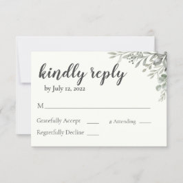 Svarskort på inbjudan till Greenery Wedding