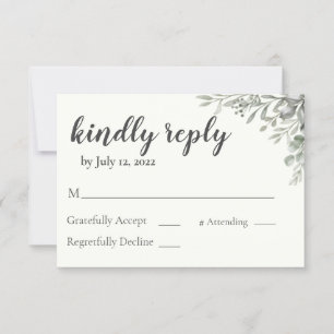 Svarskort på inbjudan till Greenery Wedding