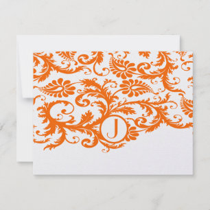 Svarskort på orange Funky Damask OSA Kort