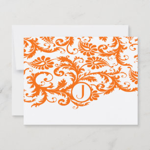 Svarskort på orange Funky Damask OSA Kort