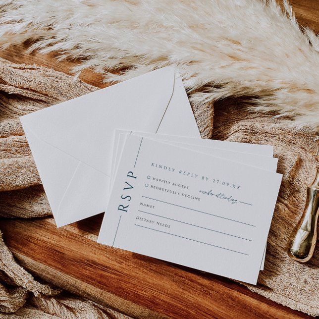 Svarskort på OSA från marinblått och vitt bröllop Kort (Skapare uppladdad)