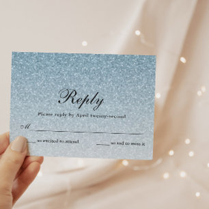 Svarskort på Personligen Light Blue Glitter Glam OSA Kort