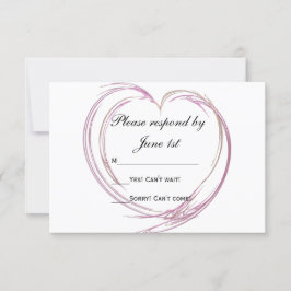 Svarskort på rosa Abstrakt Heart Bröllop OSA Card
