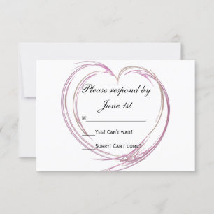 Svarskort på rosa Abstrakt Heart Bröllop OSA Card Kort