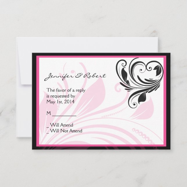 Svarskort på Rosa Rulla Mörk Blommigt   OSA Kort (Framsida)