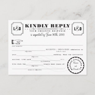 Svarskort på telegram Libs svarskort svartvitt Inbjudningar