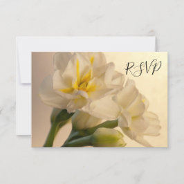 Svarskort på vit Dubbla Daffodils Bröllop OSA Kort