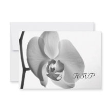 Svarskort på vit Orchid-Bröllop OSA