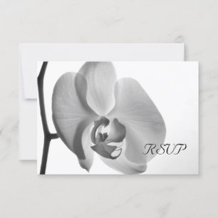 Svarskort på vit Orchid-Bröllop OSA Kort
