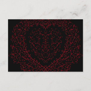 Svarskort Red and Black Heart Gothic Bröllop Inbjudningar