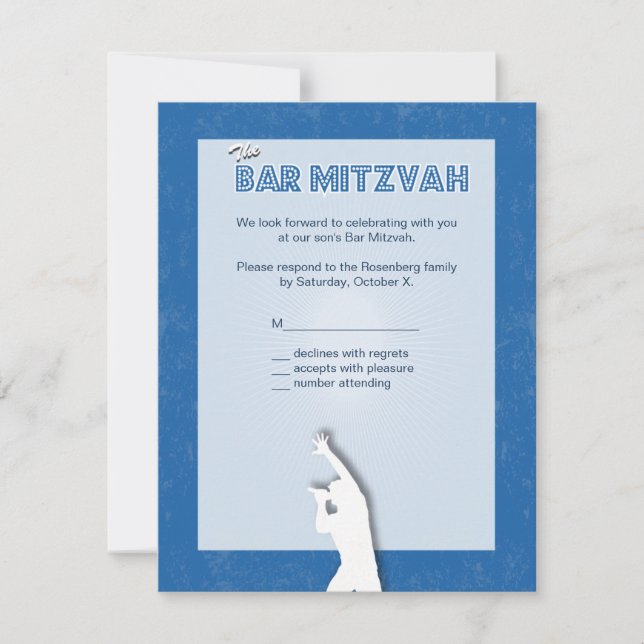 Svarskort rockstjärna Pub Mitzvah i blått OSA Kort (Framsida)