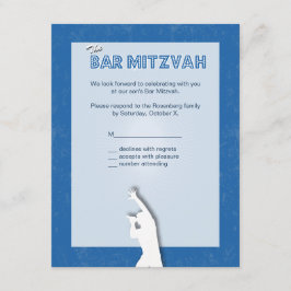 Svarskort rockstjärna Pub Mitzvah i blått OSA Kort