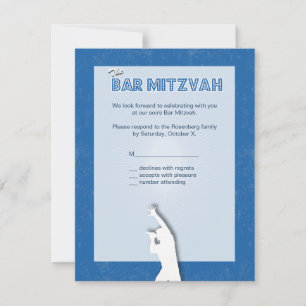 Svarskort rockstjärna Pub Mitzvah i blått OSA Kort