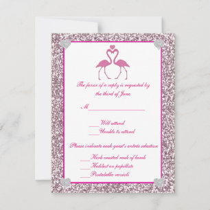Svarskort rosa Faux Glitter Flamingo Kärlek OSA Kort