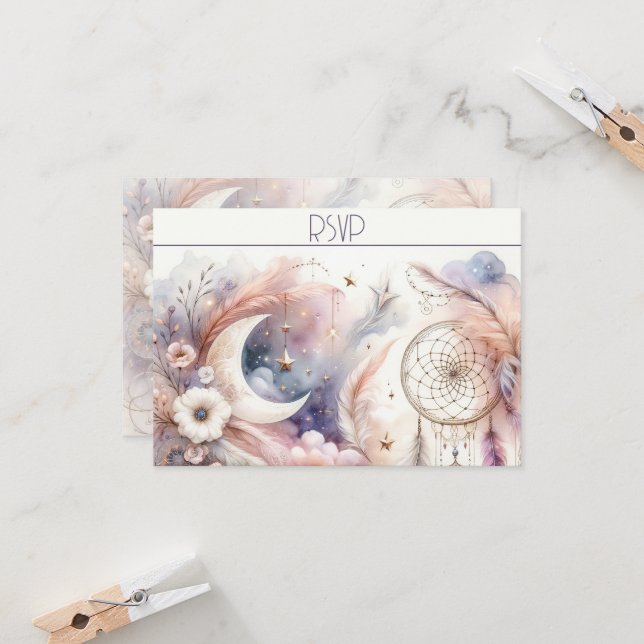 Svarskort rosa och Guld Celestial Måne (Fram/Back In Situ)