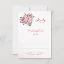 Svarskort rosa ros Bouquet Bröllop
