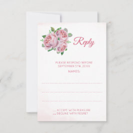 Svarskort rosa ros Bouquet Bröllop OSA Kort