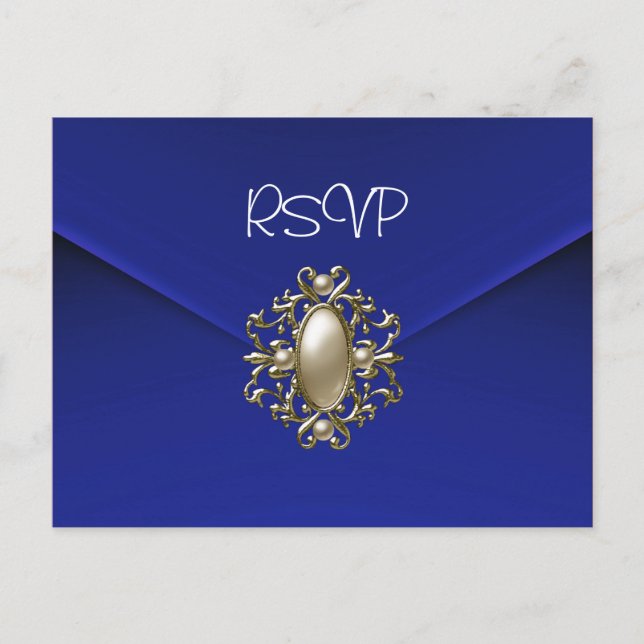 Svarskort RSVP-inbjudan Blå Pärl Juvel Inbjudan Vykort (Framsida)