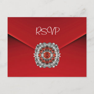 Svarskort RSVP-inbjudan Röd Diamant Juvel Inbjudan Vykort