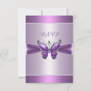 Svarskort RSVP Lila Mauve Fjäril OSA Kort