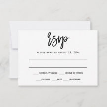Svarskort / RSVP | Penselskrift (Svart)