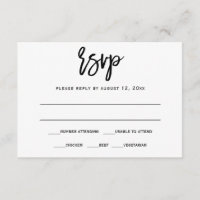 Svarskort / RSVP | Penselskrift (Svart)