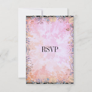 Svarskort RSVP Svart Rosa Blommig OSA Kort