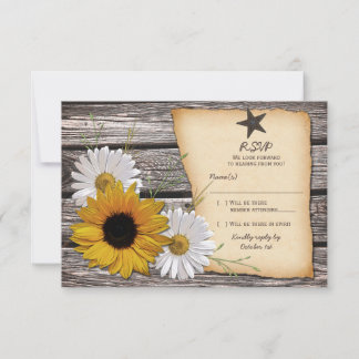 Svarskort Rustic Solros Daisy Bröllop OSA Kort