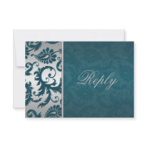 Svarskort silver och Teal Damask II