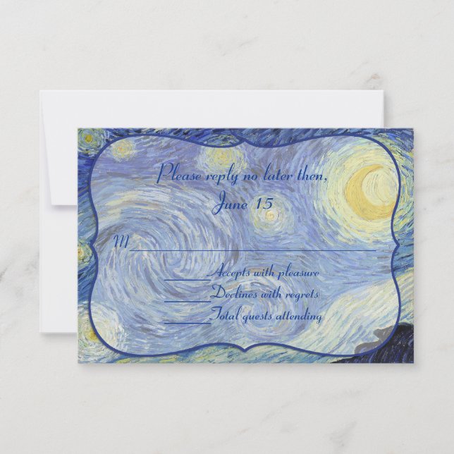 Svarskort Van Gough Starry Night Bröllop OSA Kort (Framsida)