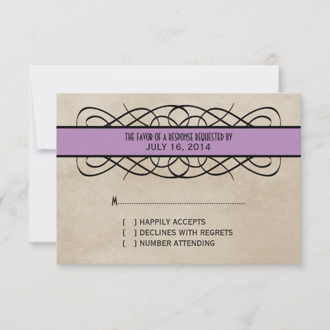 Svarskort Violet Flourish Gräns OSA Kort (Framsida)