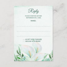 Svarskort White Calla Lily Monogram Bröllop
