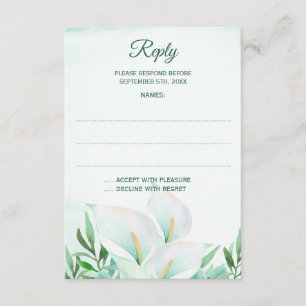 Svarskort White Calla Lily Monogram Bröllop OSA Kort