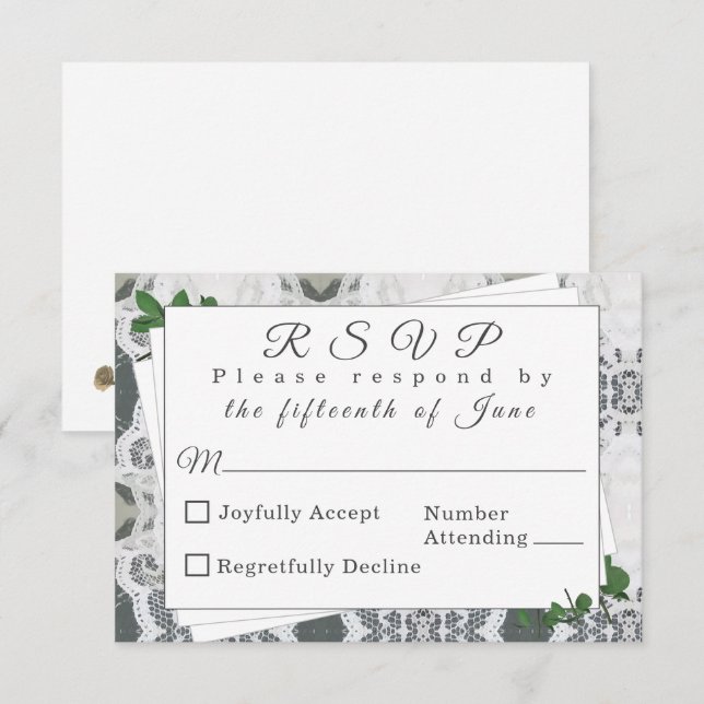 Svarskort White Snöre och Ro Lövs Tilläggskort (Fram/baksida)