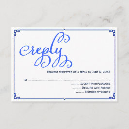 Svarskort Winter Blues Calligraphy Bröllop OSA Kort